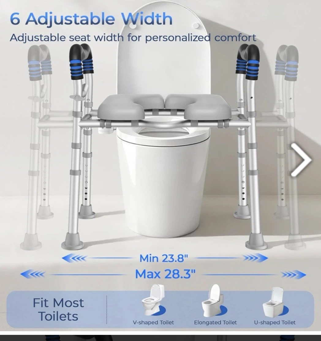 Adjustable Toilet Safety Frame with Seat - photo 3