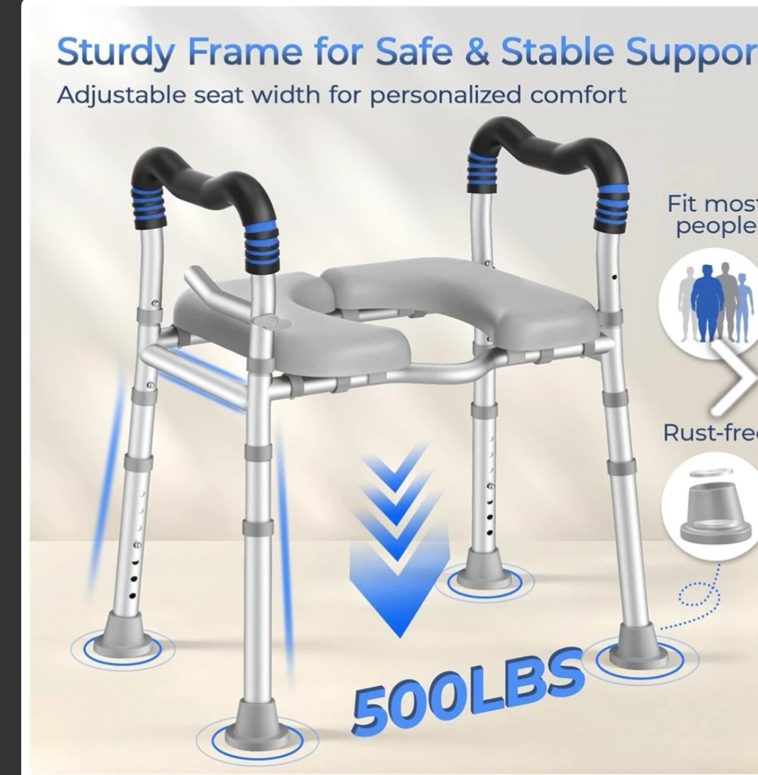 Adjustable Toilet Safety Frame with Seat - photo 4