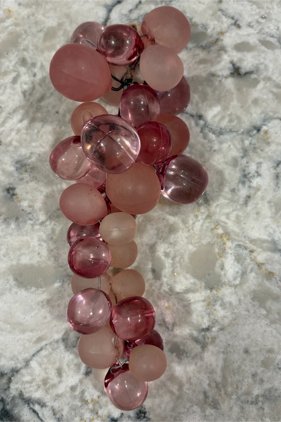 Vintage clear and frosted purple lucite grape cluster