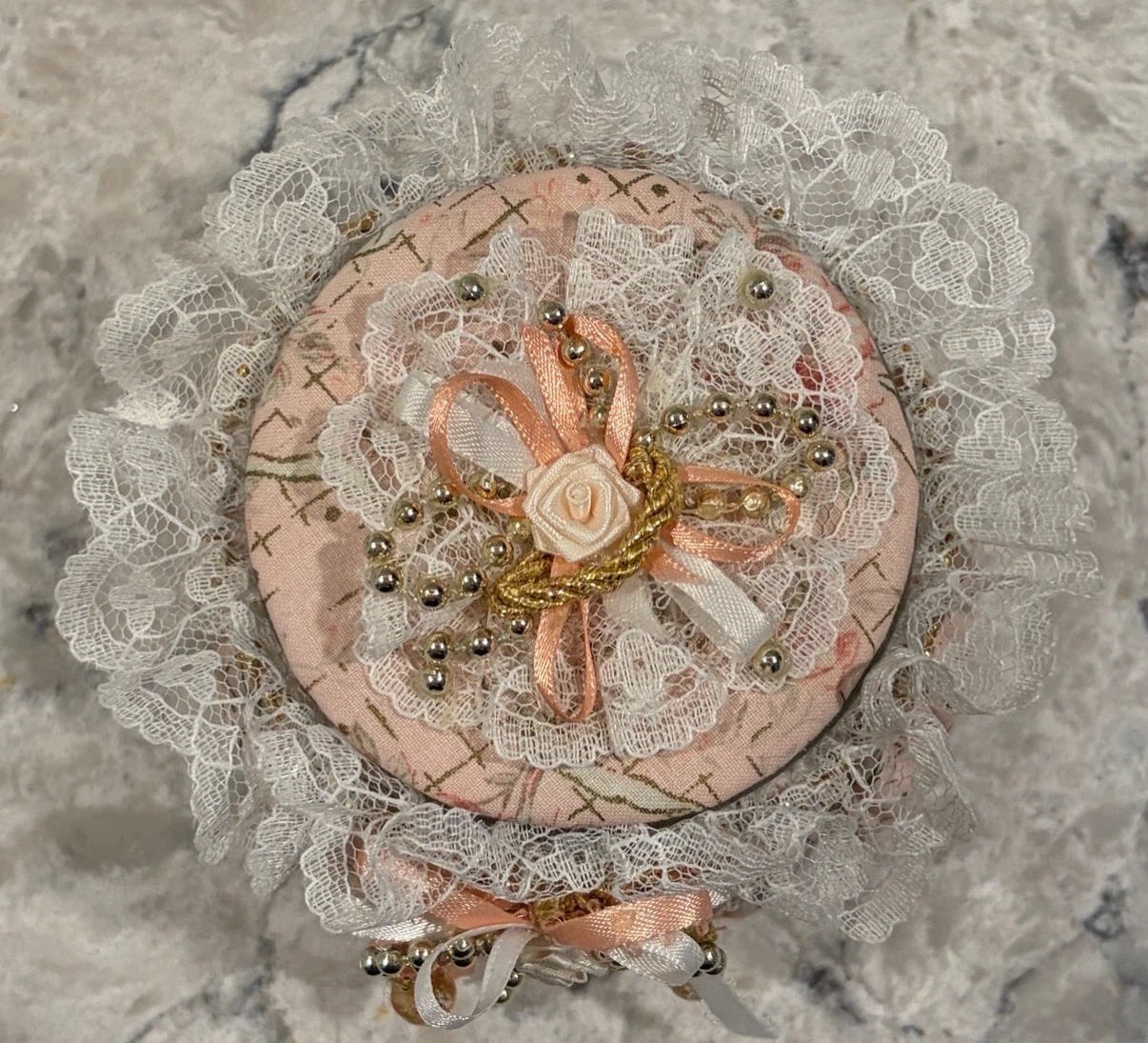 Handmade Shabby Chic Lace Trinket Jar - photo 2