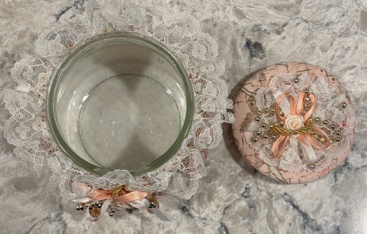 Handmade Shabby Chic Lace Trinket Jar - photo 3