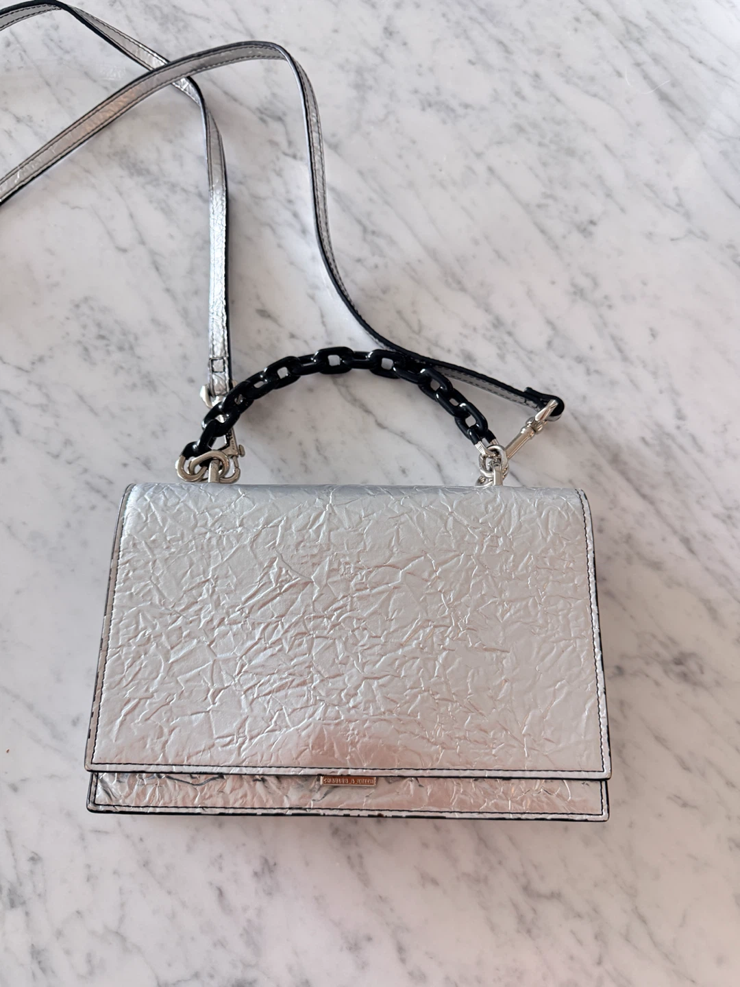 Charles & Keith Silver Textured Shoulder Bag - photo 2
