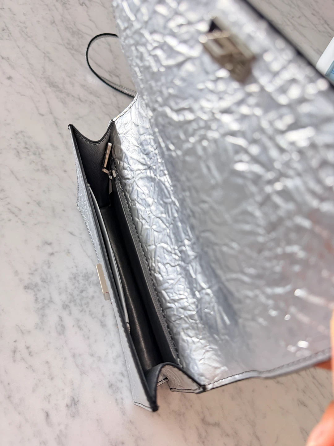 Charles & Keith Silver Textured Shoulder Bag - photo 3