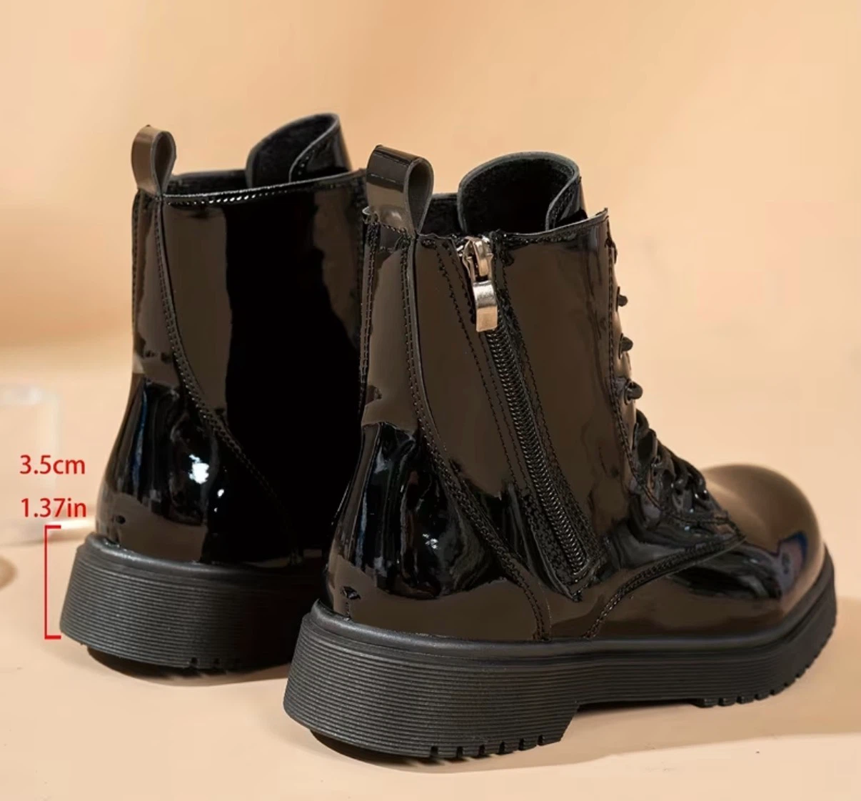 Black Patent Lace-Up Combat Boots - photo 4