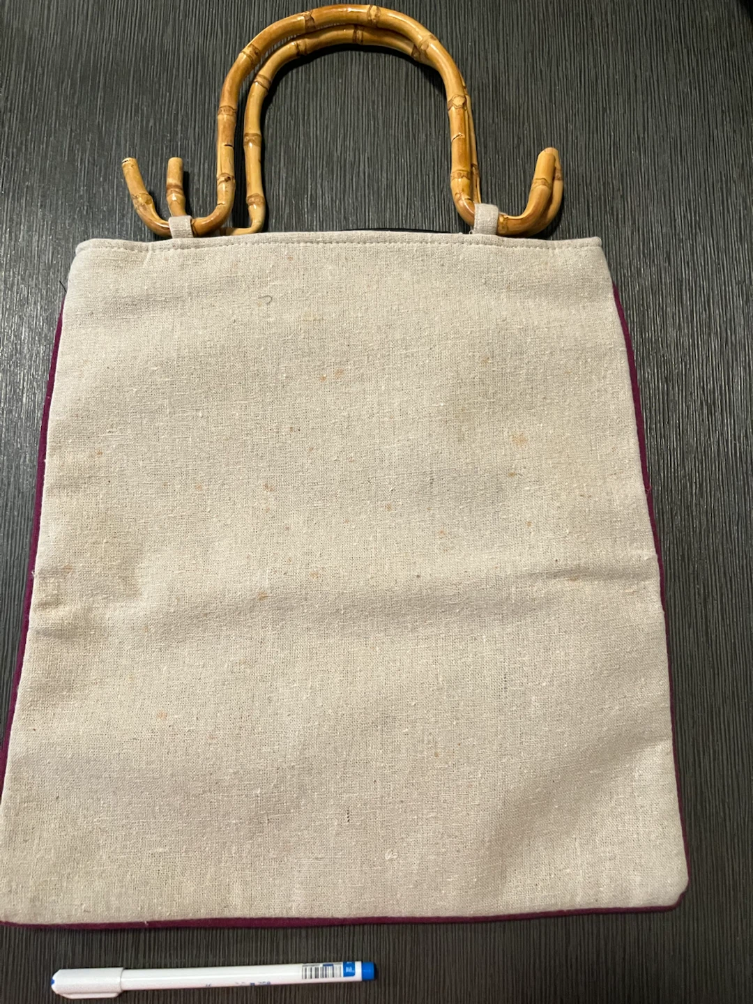 Embroidered Tote Bag with Bamboo Handles - photo 2