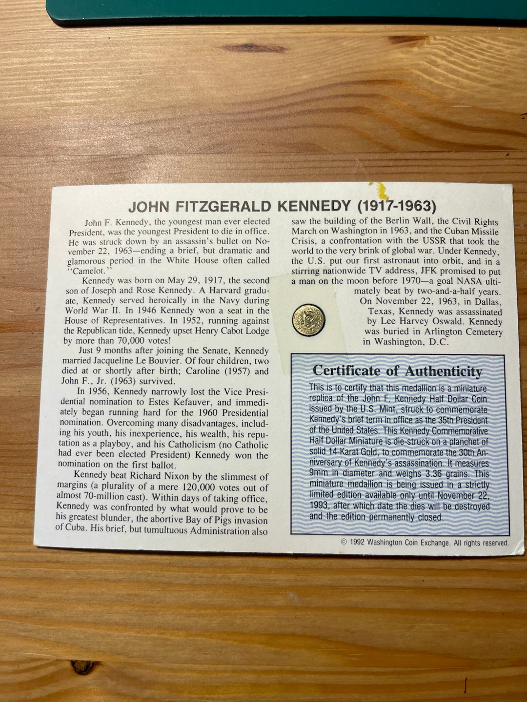John F. Kennedy 14-Karat Gold Memorial Half Dollar - photo 2