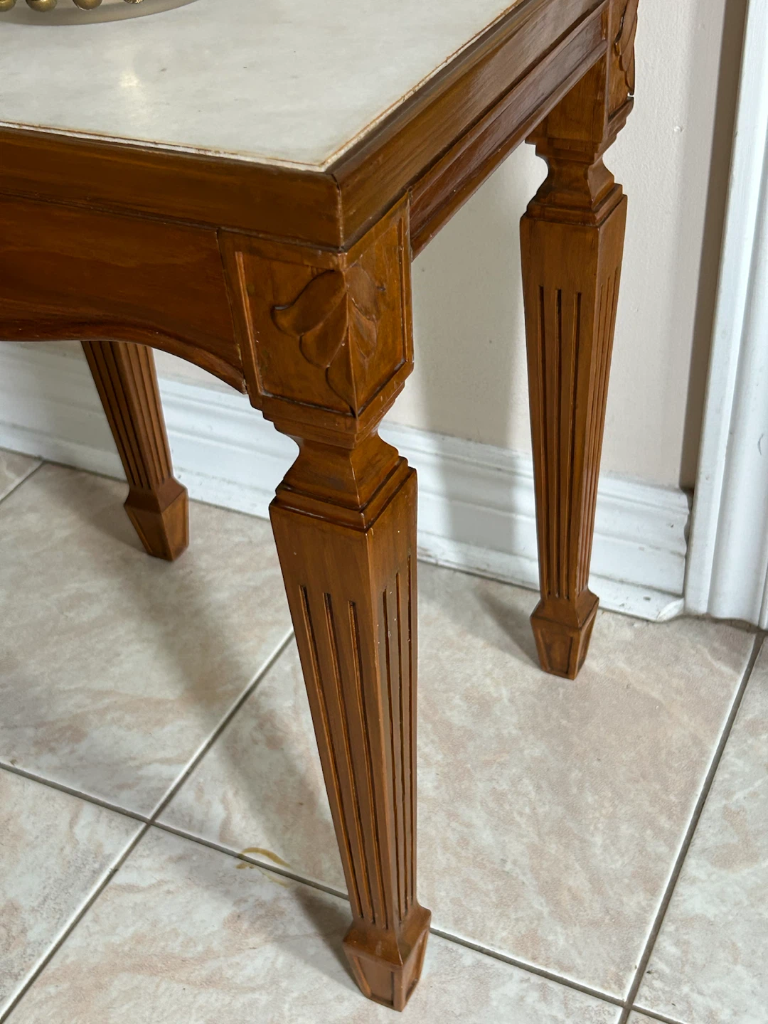 Vintage Wooden Side Table with Marble Top - photo 5