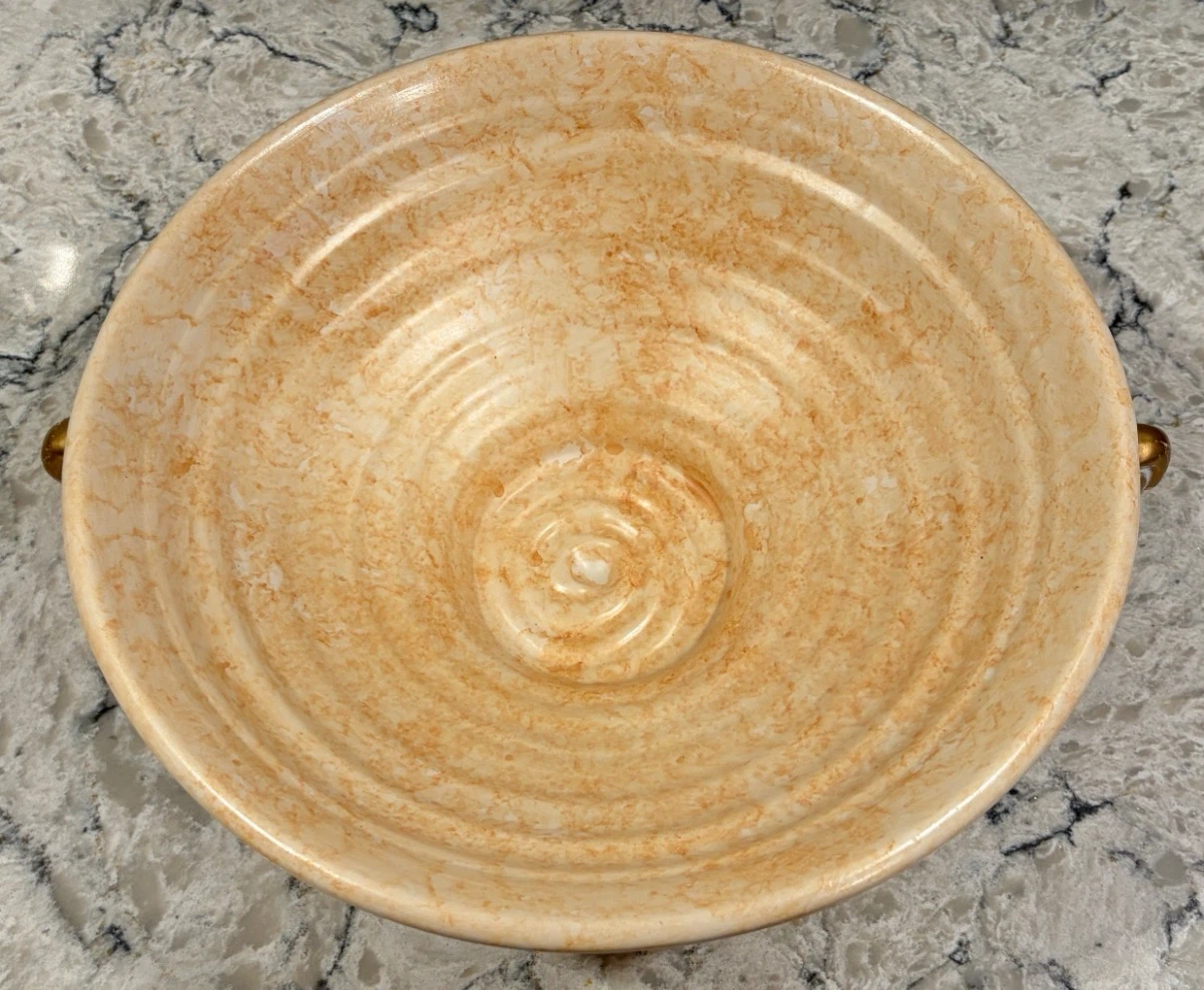Decorative Pedestal Fruit/Centerpiece Bowl w/ Gold Scroll Handle - photo 2