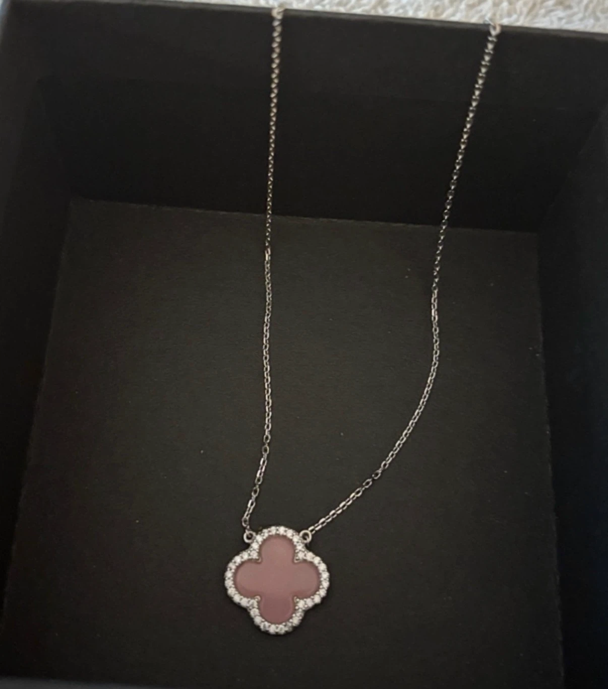Pink Clover Necklace with Silver Chain - photo 3