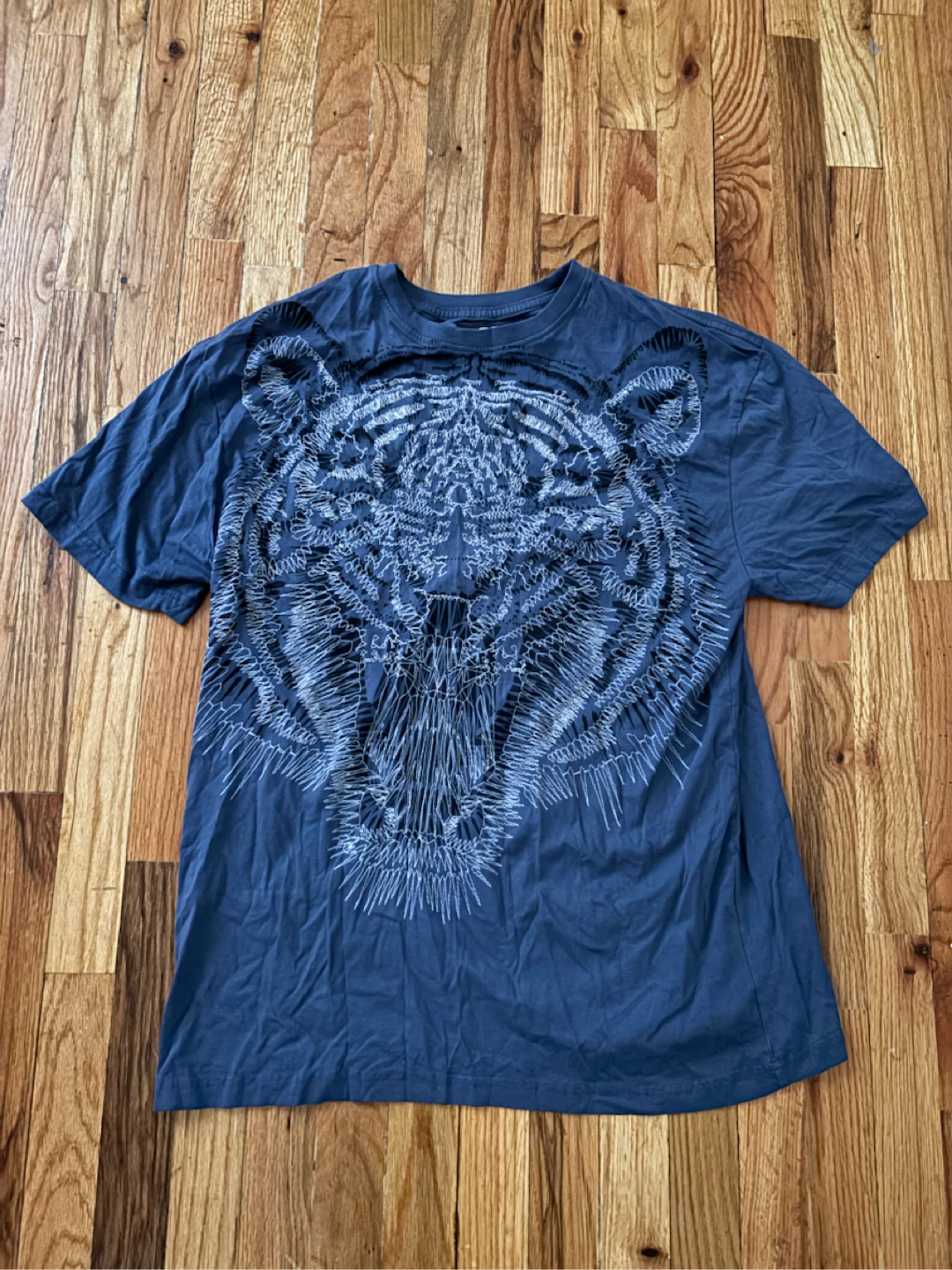 Blue T-Shirt with Tiger Graphic