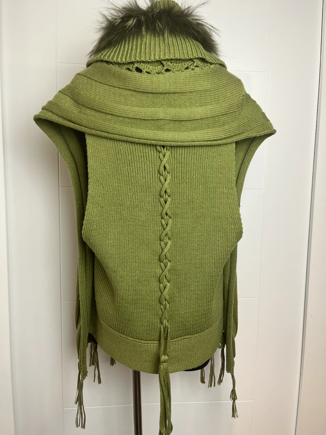 Boma Green Knit Vest with Fur Collar - XL - photo 2