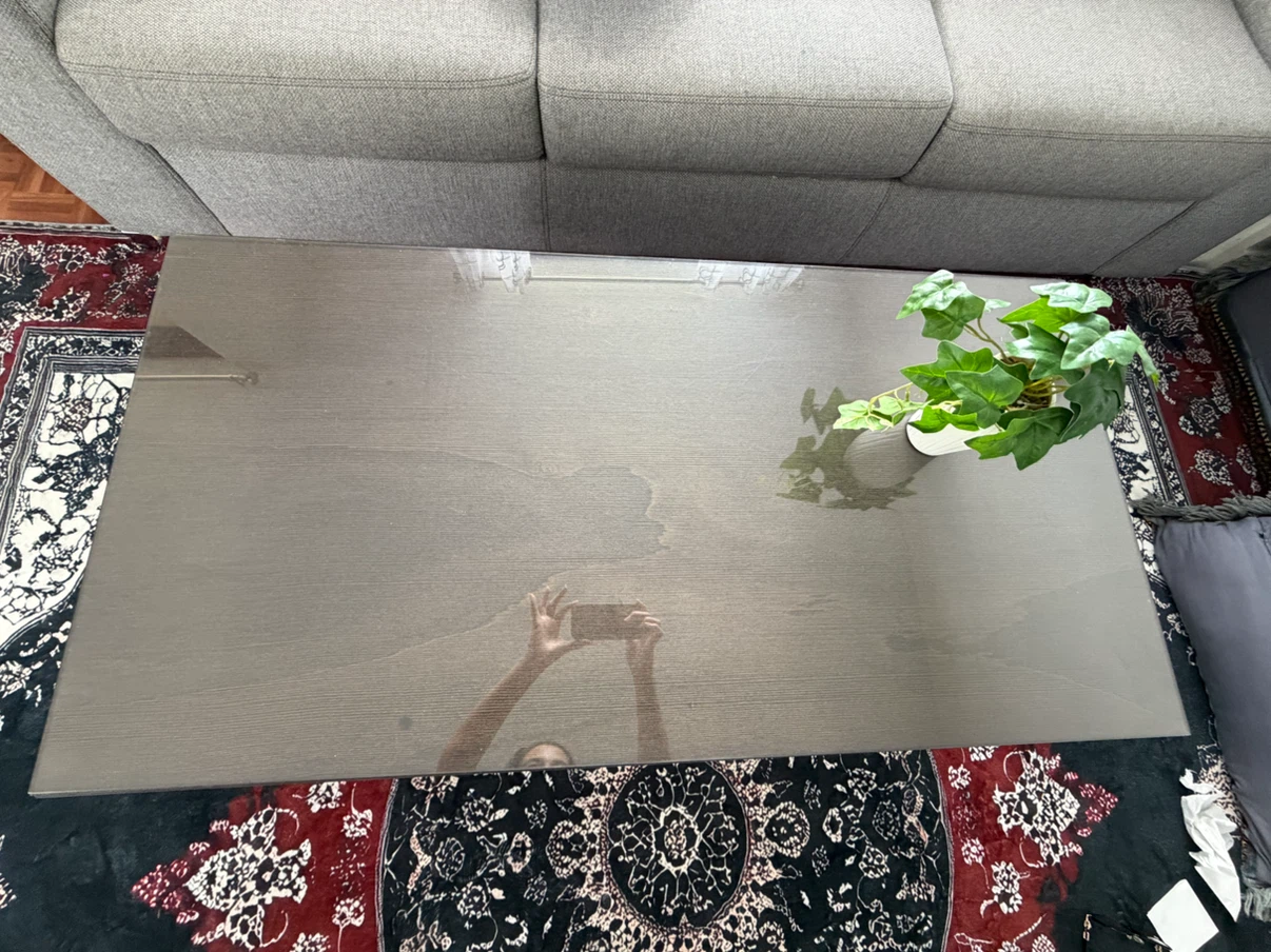 Dark Wood Coffee Table with Glass Top - photo 5