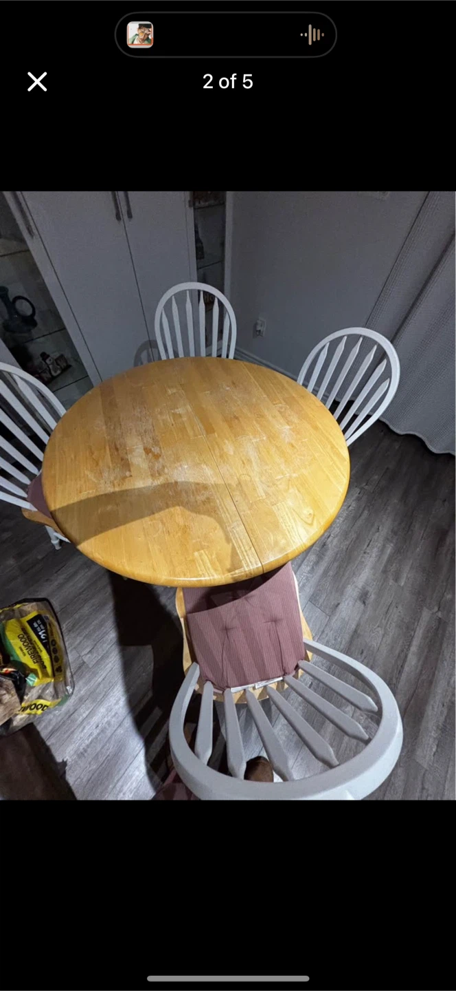 Round Wooden Dining Table with 4 Chairs - photo 4
