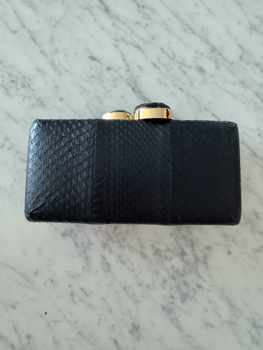 Felix Rey Black Embossed Clutch with Jewel Clasp - photo 3