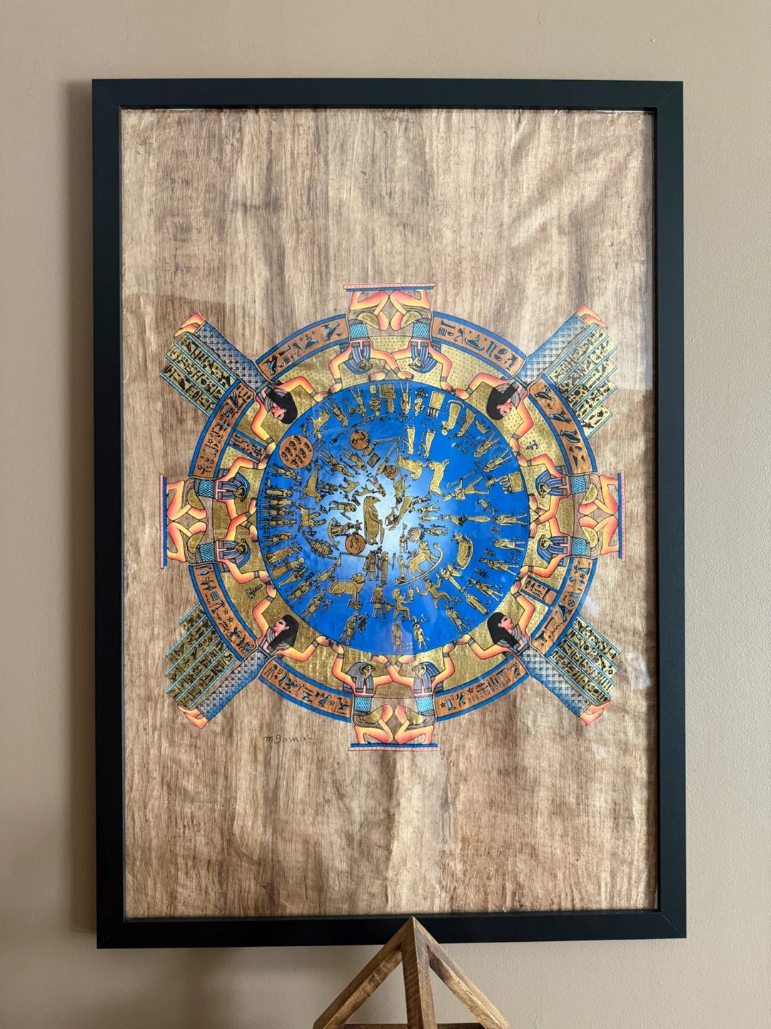 Framed Egyptian Zodiac Papyrus Art