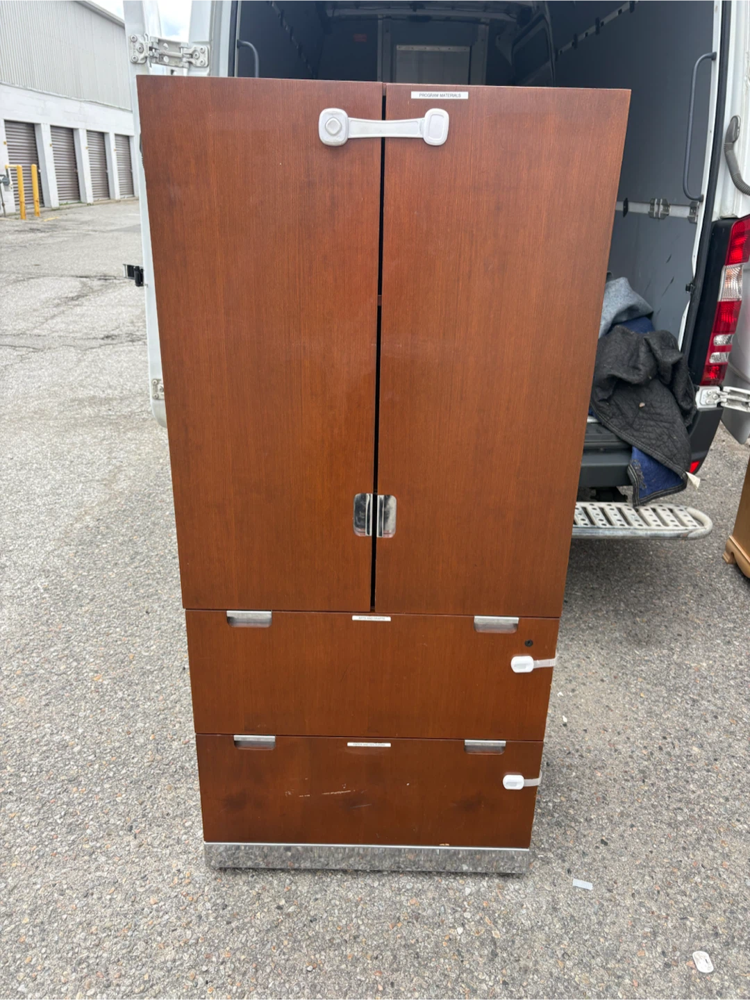 Free delivery used Wooden Cabinet with Shelves and Drawers - photo 5