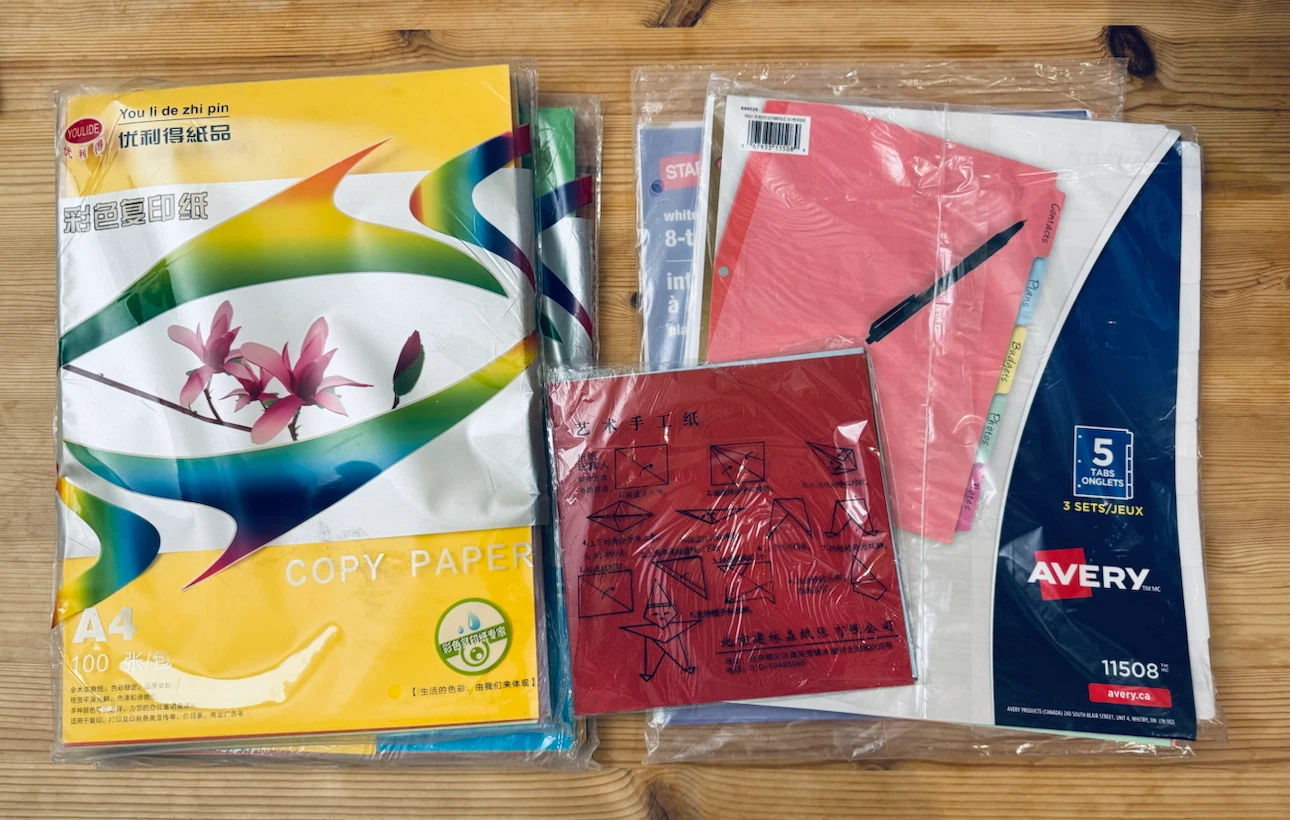 Color paper & binder divisor