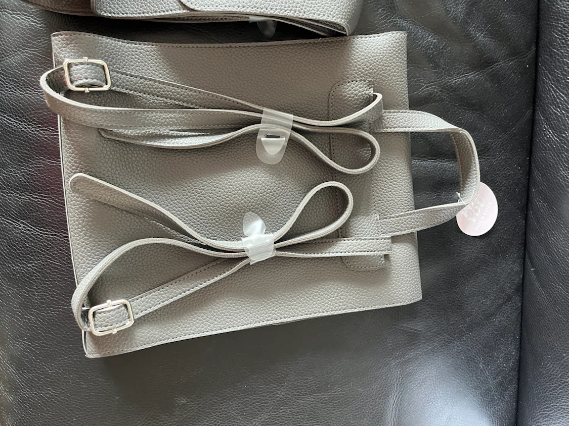 2 for $25 Grey Faux Leather Backpack Purse