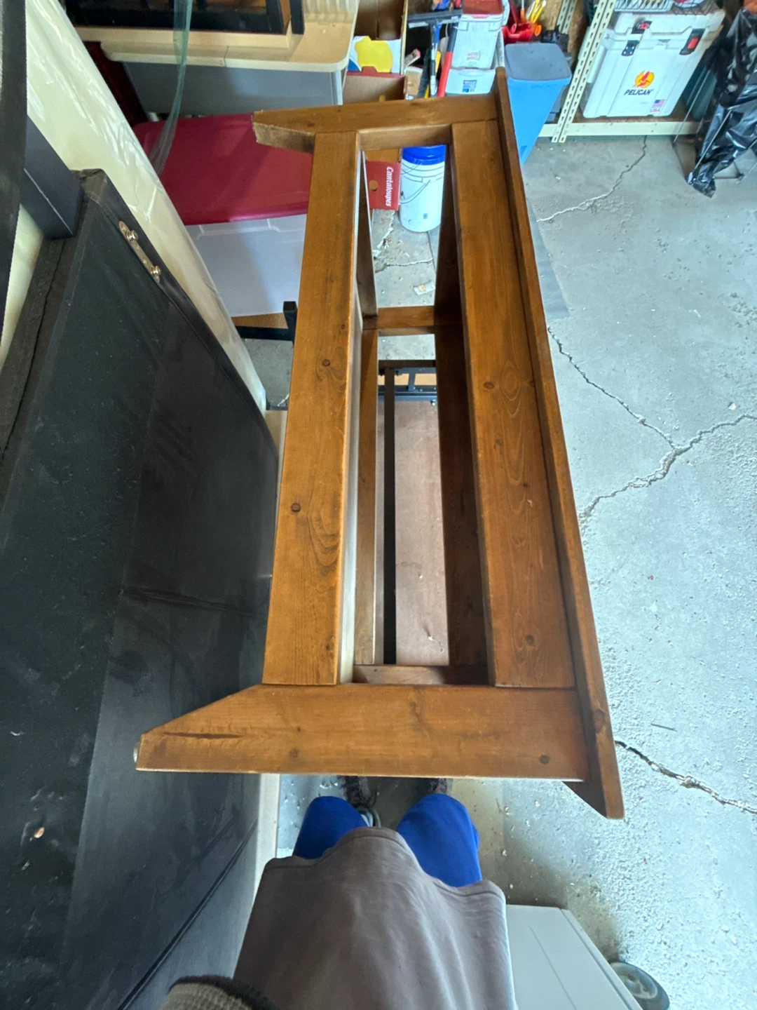 Wooden coffee table.