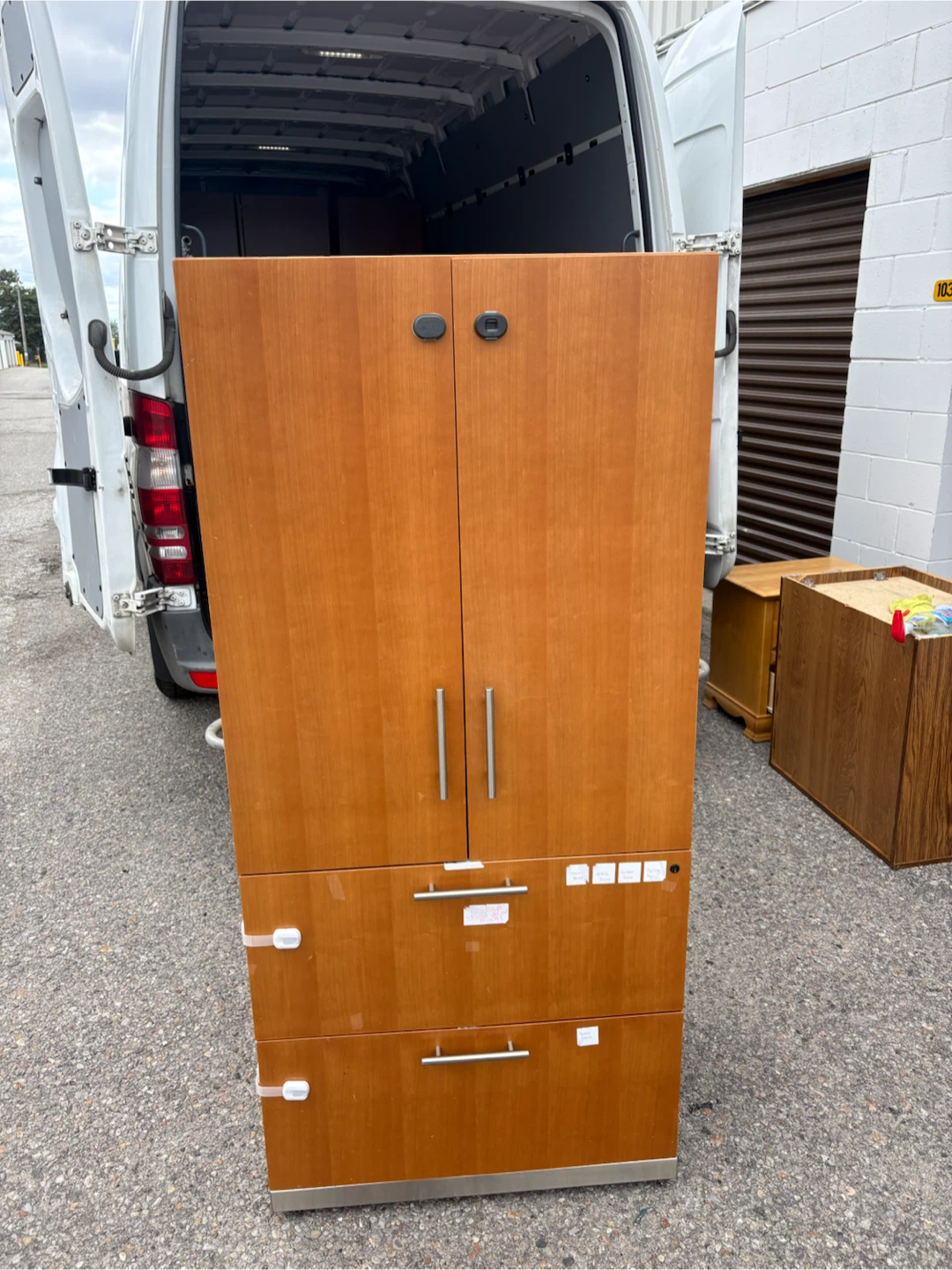 Free delivery used Wooden Cabinet with Shelves and Drawers