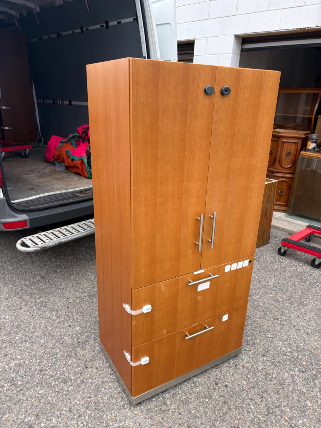 Free delivery used Wooden Cabinet with Shelves and Drawers - photo 5