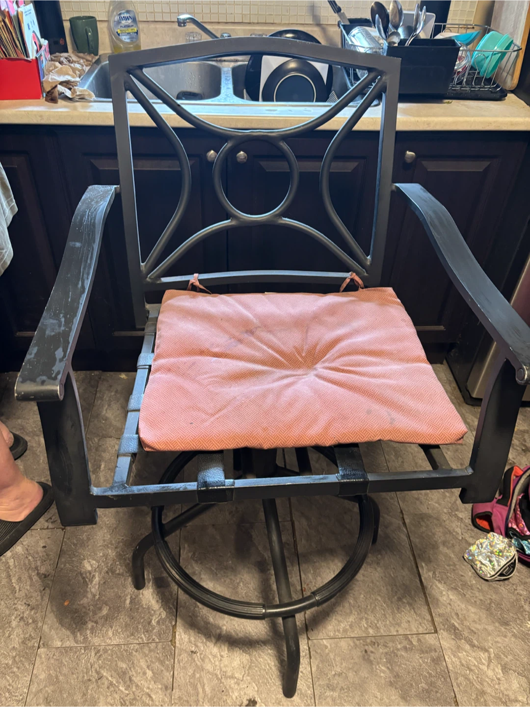 Outdoor bar chairs and table