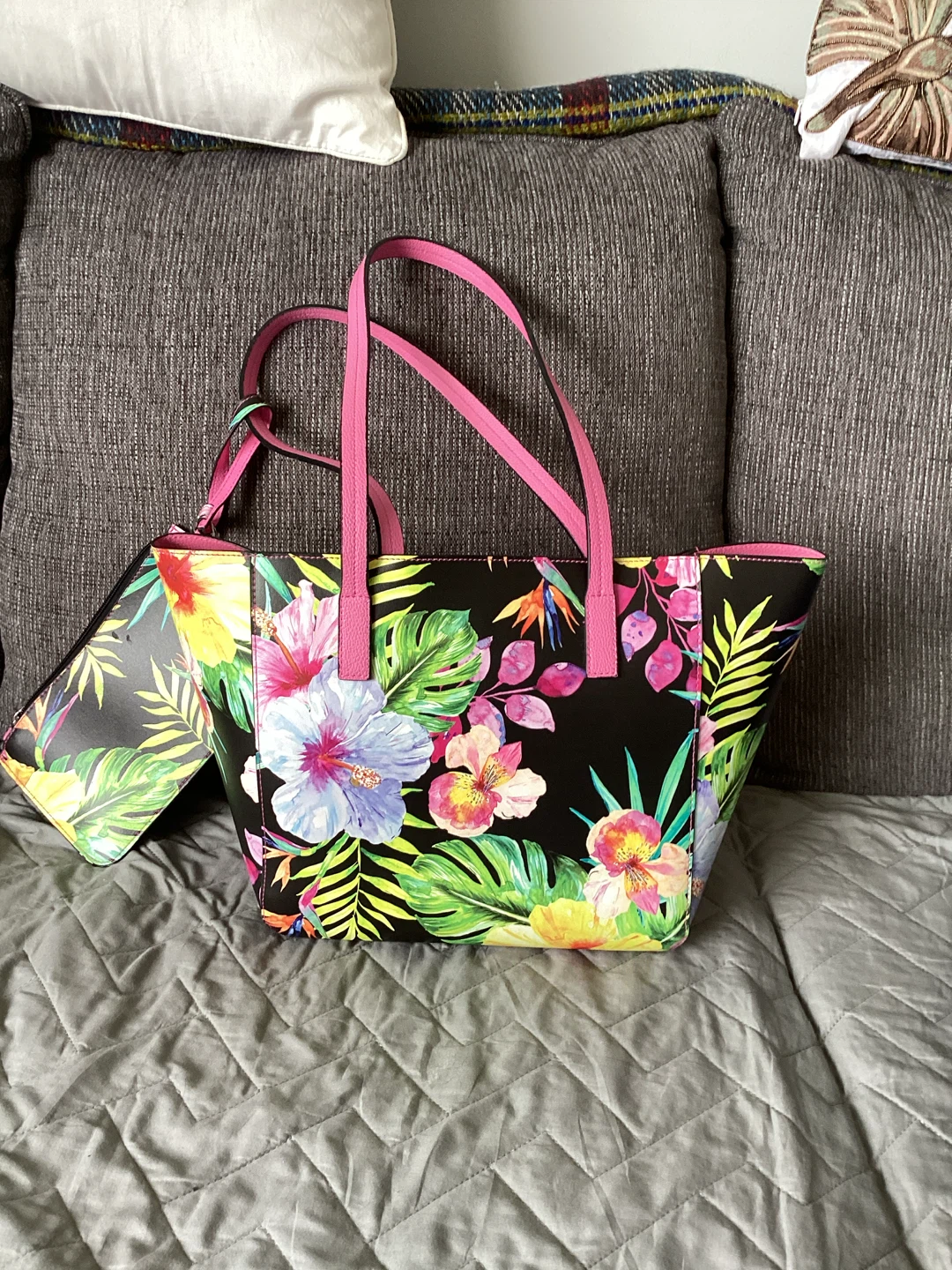 Floral Tote Bag with Matching Pouch - photo 2