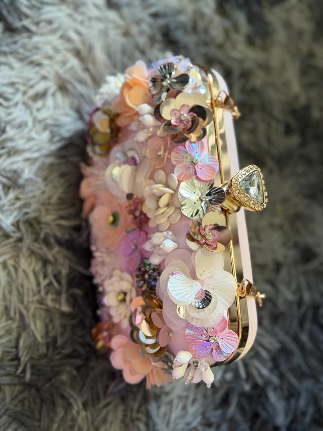 Pink Embellished Clutch Purse with Gold Chain - photo 2