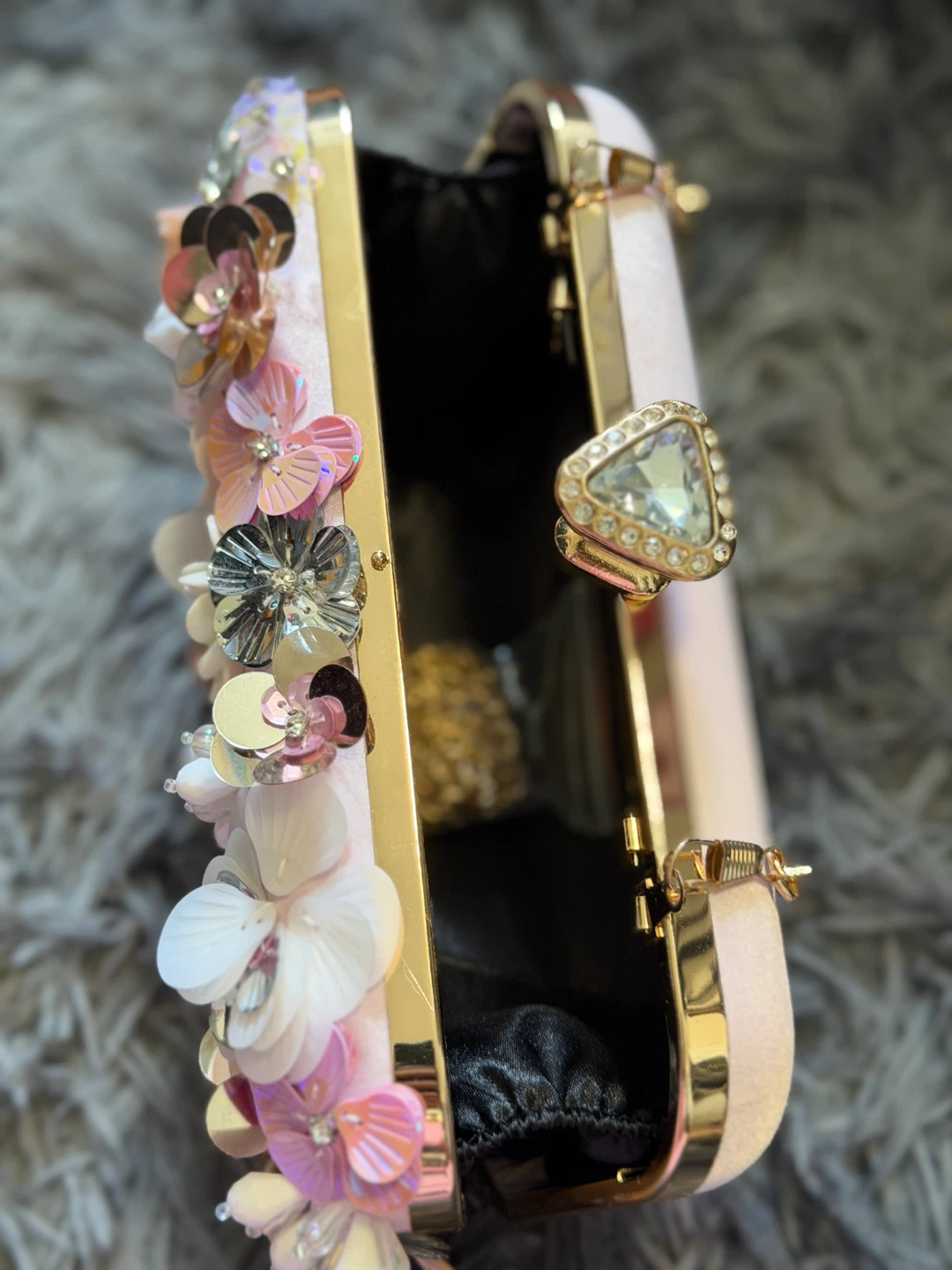Pink Embellished Clutch Purse with Gold Chain - photo 3
