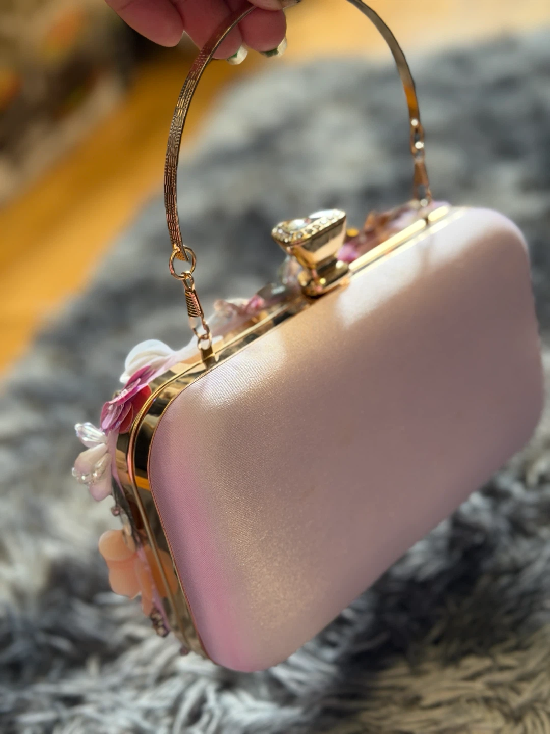 Pink Embellished Clutch Purse with Gold Chain - photo 5