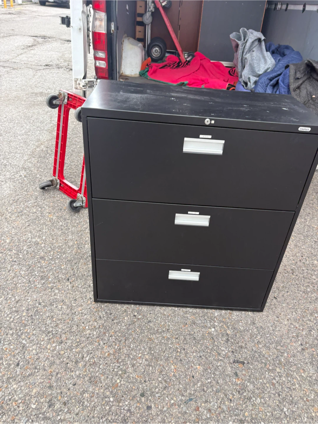 Free delivery used Black 3-Drawer Filing Cabinet - photo 2