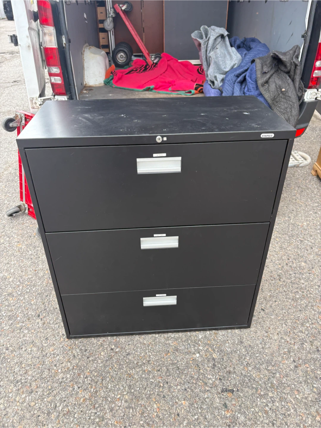 Free delivery used Black 3-Drawer Filing Cabinet - photo 3