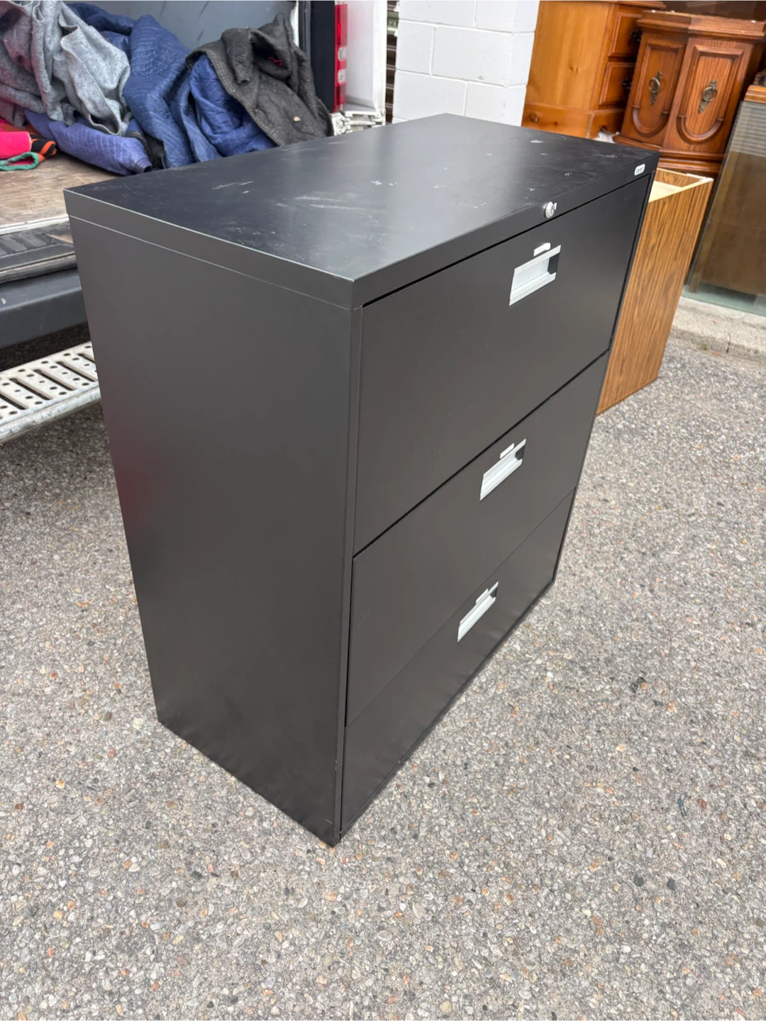 Free delivery used Black 3-Drawer Filing Cabinet - photo 4