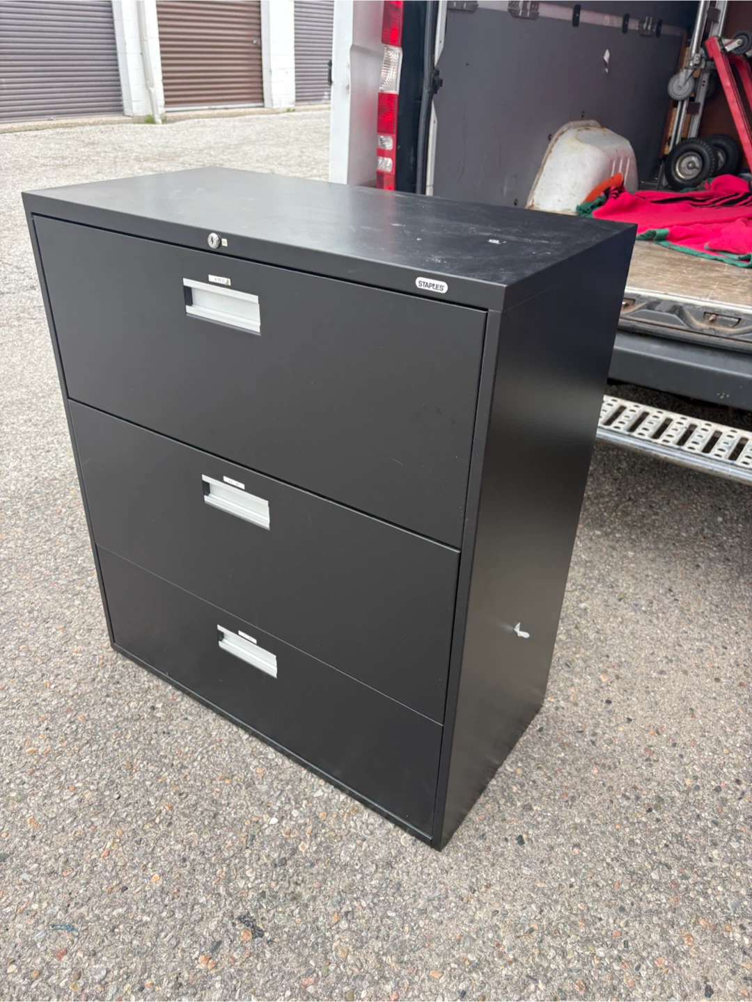 Free delivery used Black 3-Drawer Filing Cabinet - photo 5