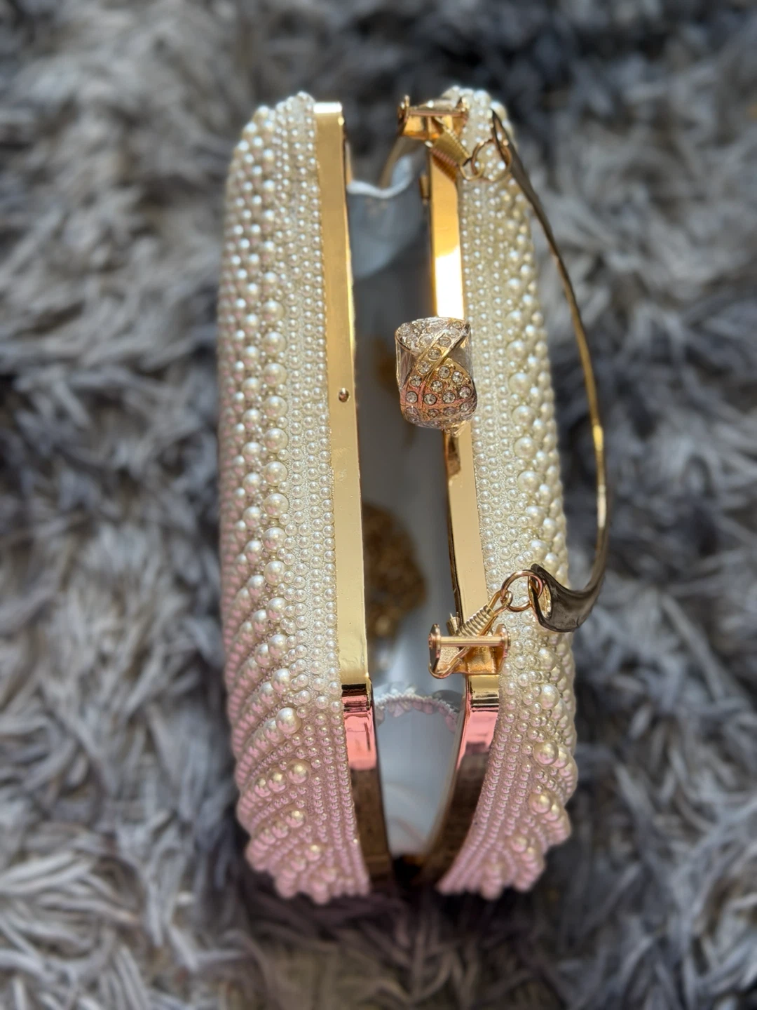 Beaded Clutch Handbag with Pearl Embellishments - photo 3