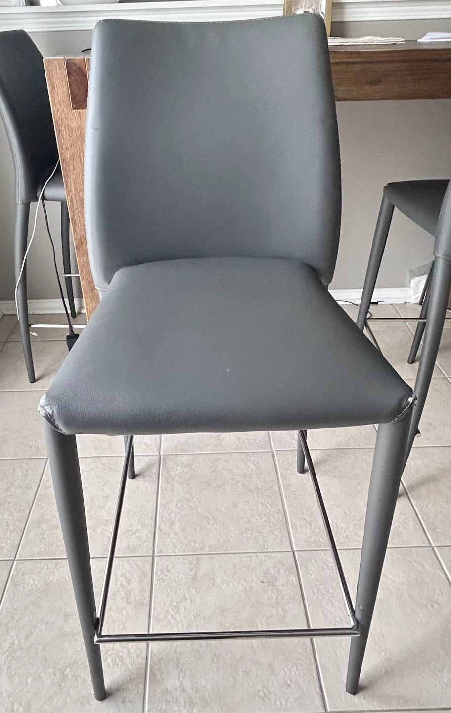 Grey Faux Leather Bar Stool - photo 2