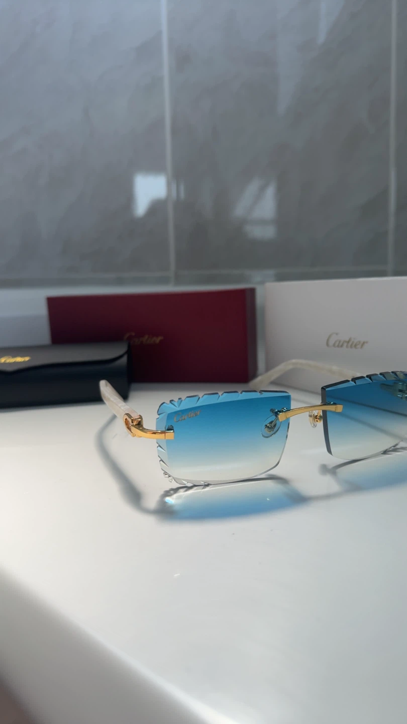 Cartier Rimless Sunglasses Blue Gradient Lenses