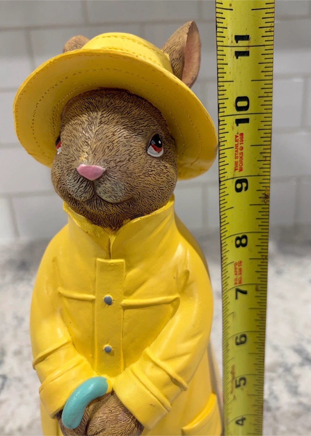 Spring/Easter Bunny Rabbit in Yellow Raincoat with Umbrella - photo 3