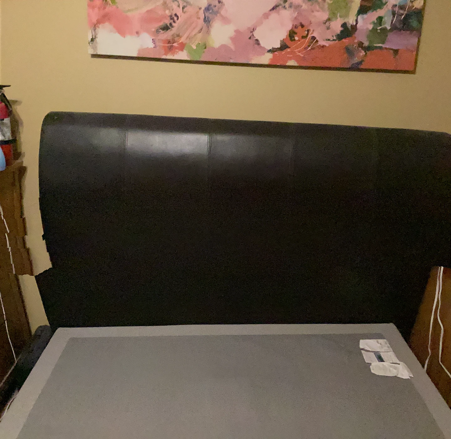Black Faux Leather Headboard with Bed Frame