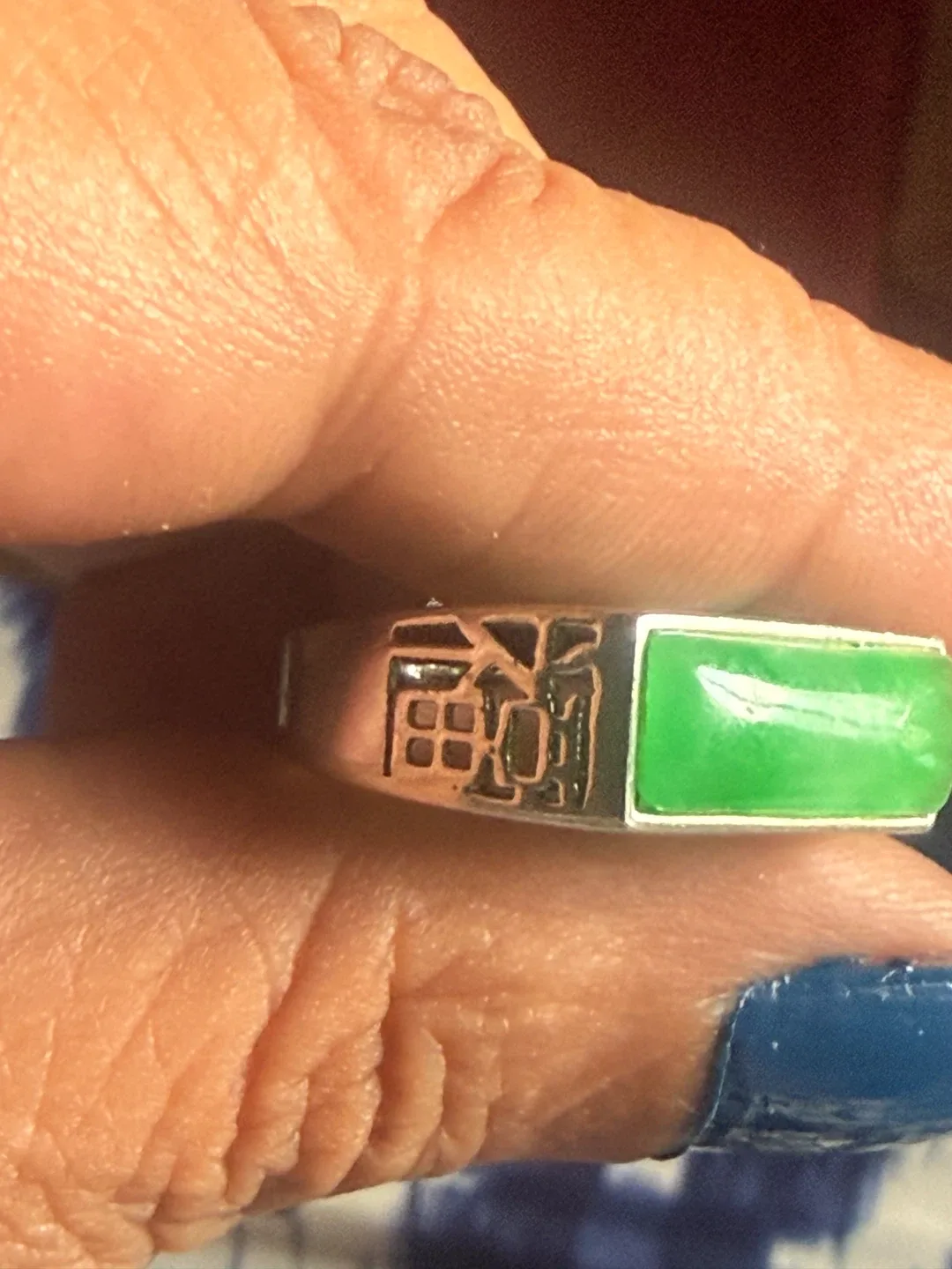 Vintage Sterling Silver Chinese "Fu" Good Fortune Ring