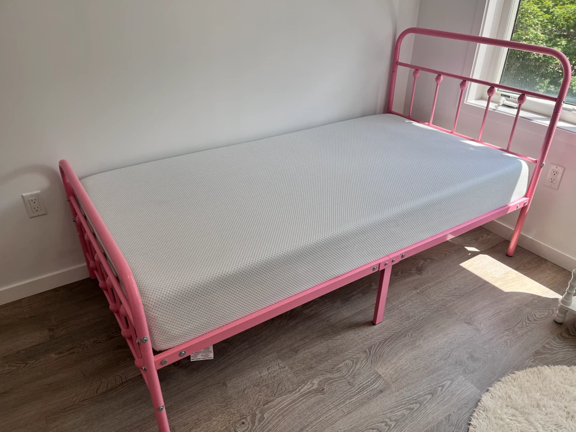 Zinus Pink Metal Twin Bed Frame with Mattress - photo 2