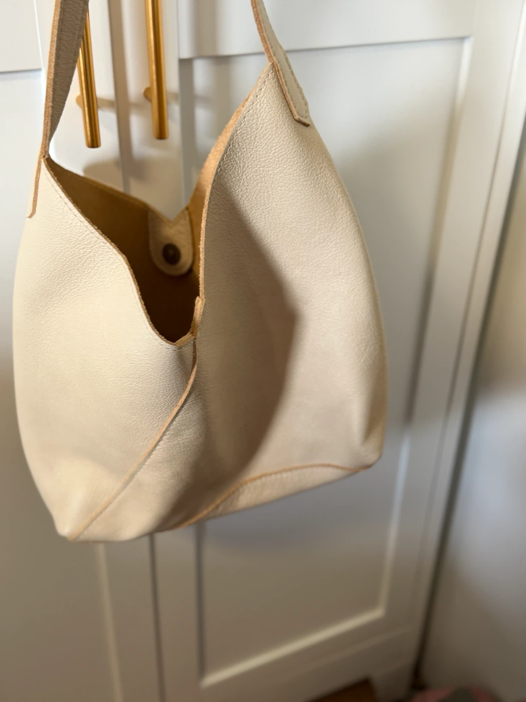 Cream Leather Hobo Handbag - photo 3