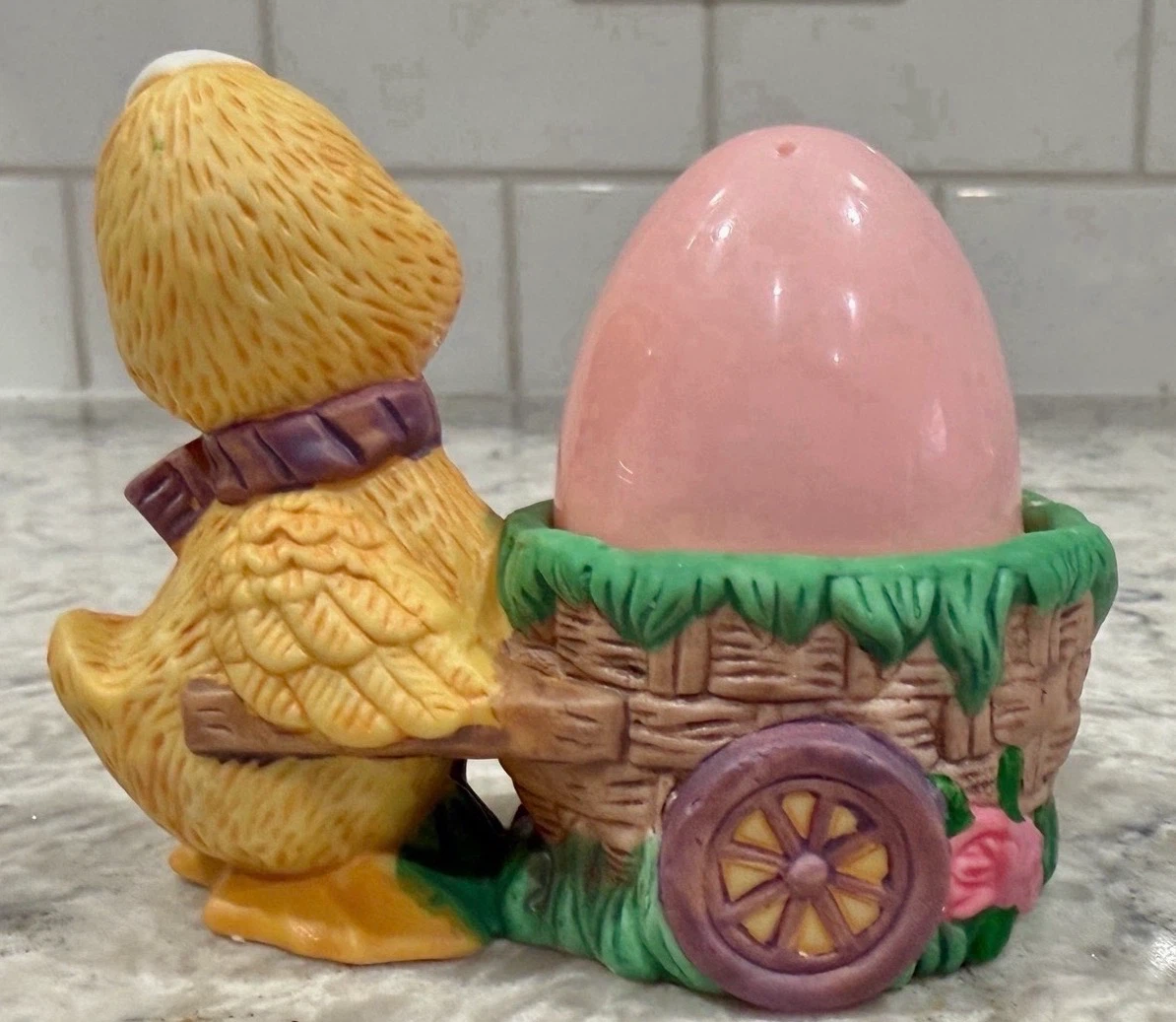 Vintage Easter Duck with Egg Cart Candy / Candle Holder Decor - photo 2