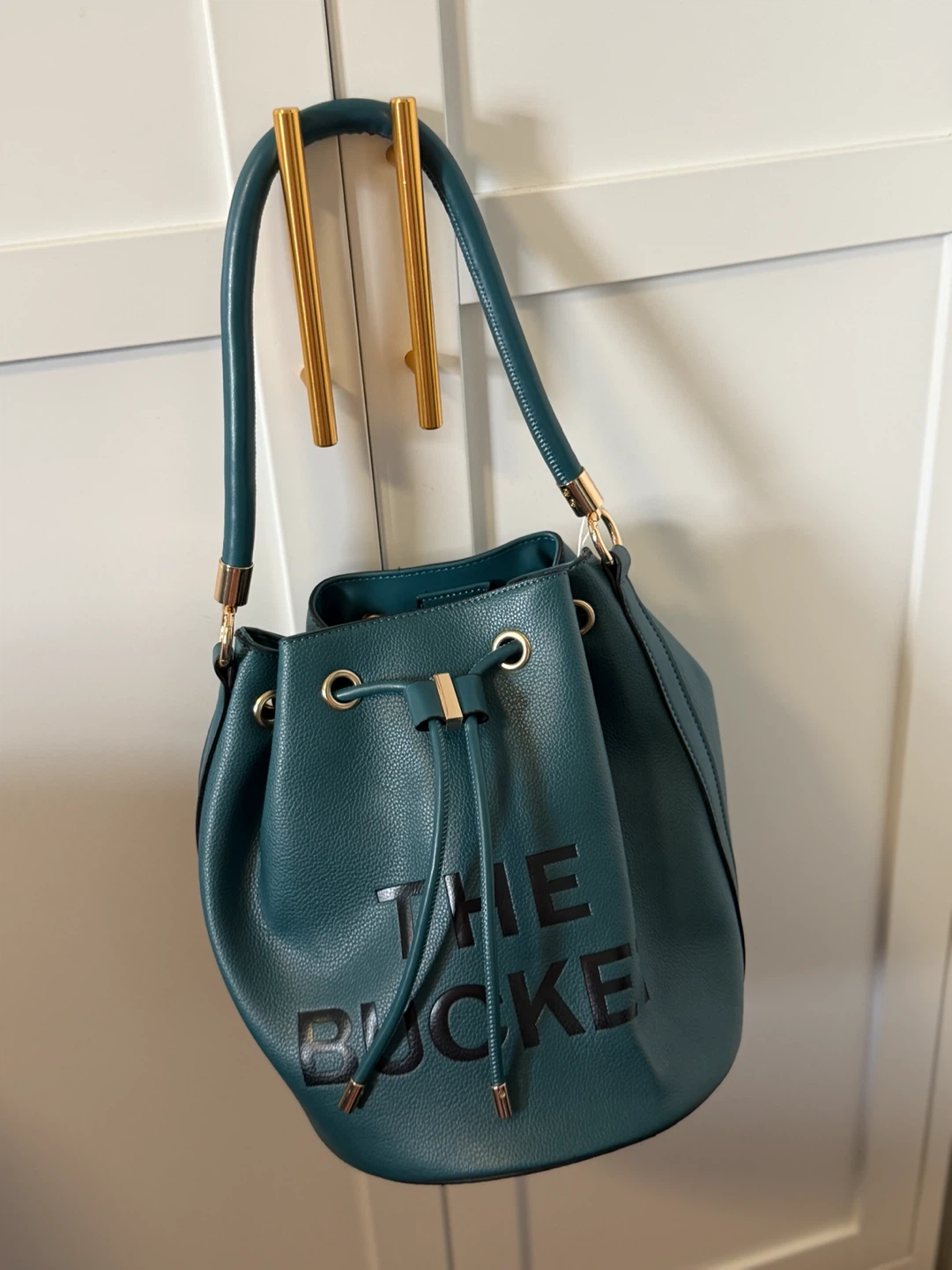 Teal "The Bucket" Drawstring Handbag