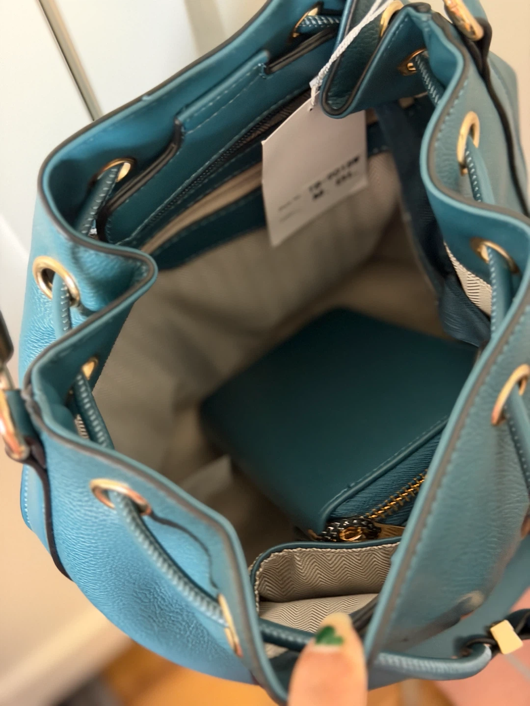 Teal "The Bucket" Drawstring Handbag - photo 4