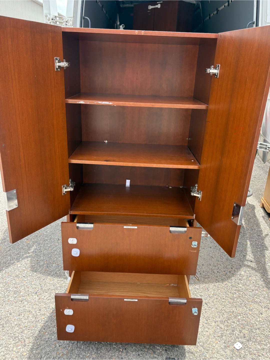 Free delivery used Wooden Cabinet with Shelves and Drawers - photo 2