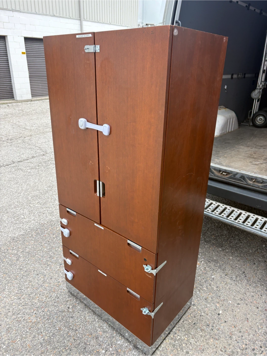 Free delivery used Wooden Cabinet with Shelves and Drawers - photo 3