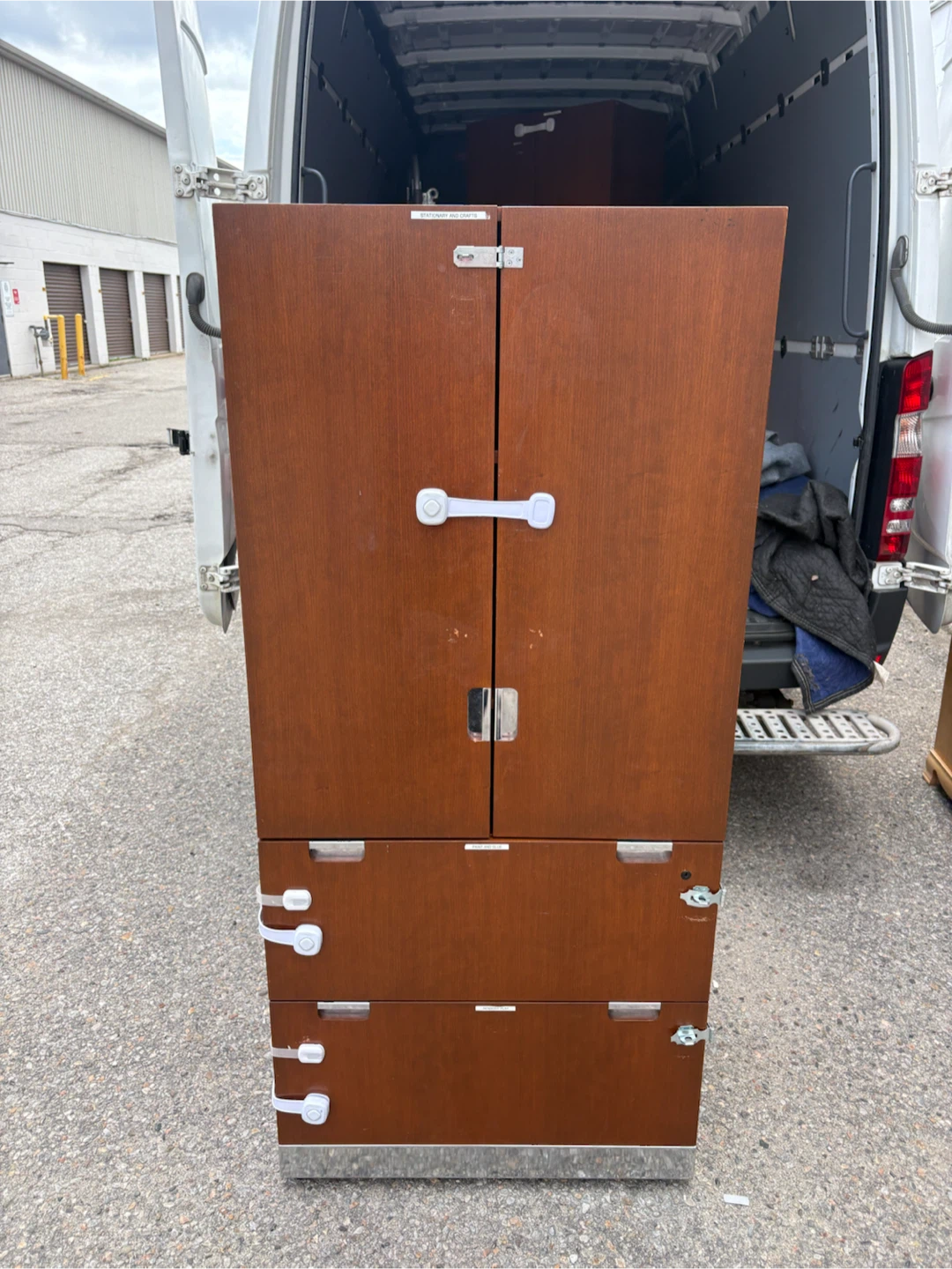 Free delivery used Wooden Cabinet with Shelves and Drawers - photo 4