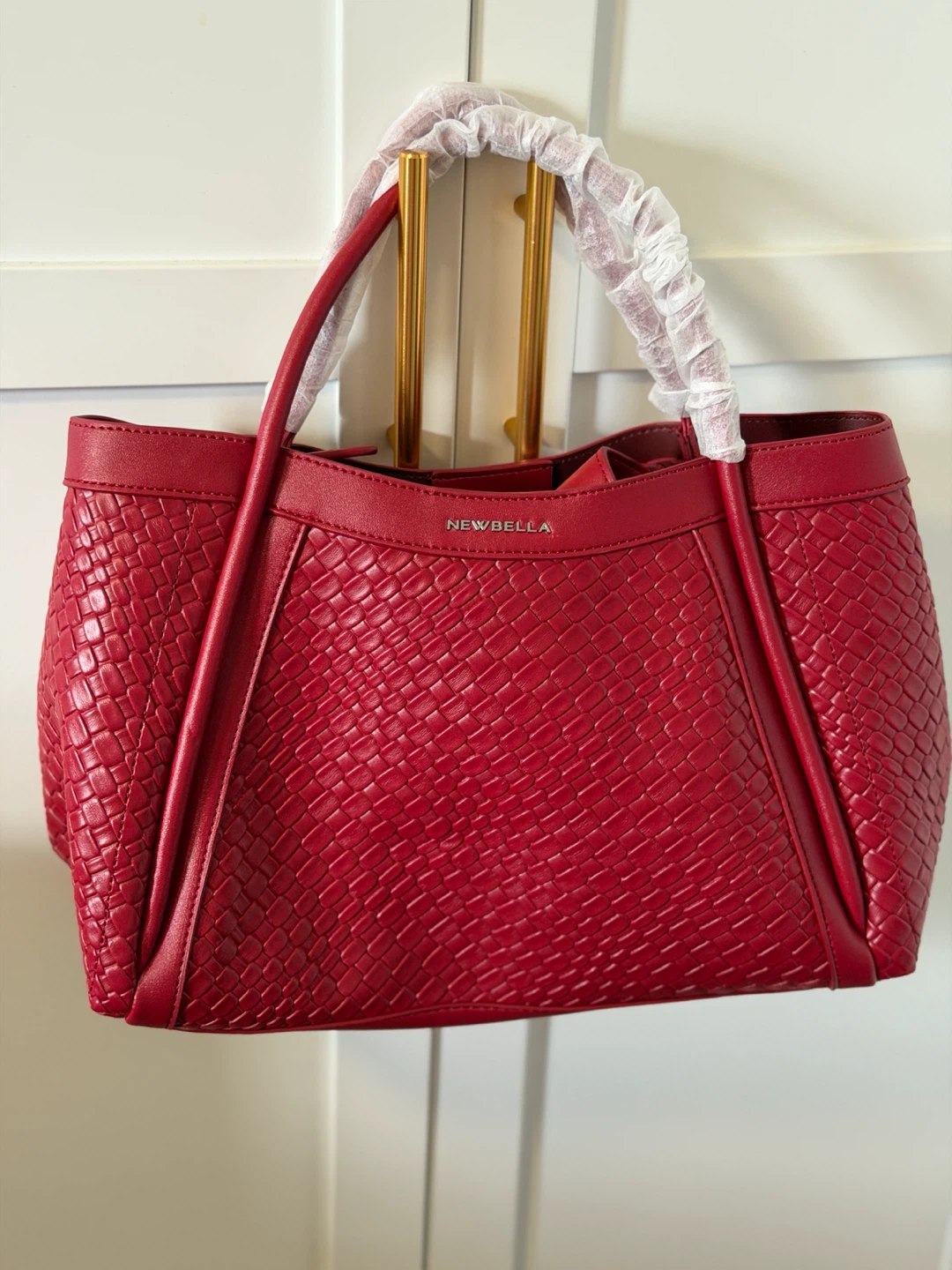 NEWBELLA Red Woven Tote Handbag
