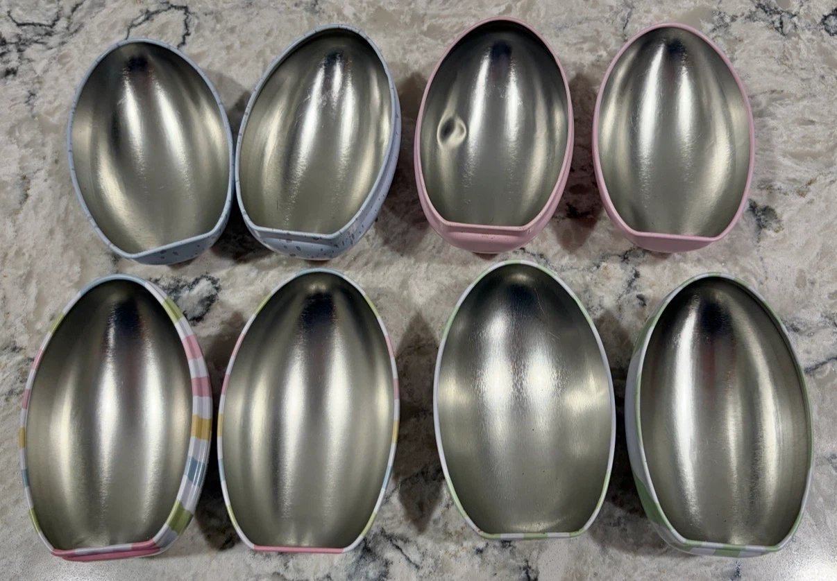 Set of 4 Metal Easter Bunny Egg Tins – Fillable Storage Eggs - photo 2